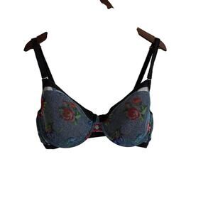 Parade XL+ Floral Mesh Bra | Faux Denim Look Underwire Bra | Recycled Nylon